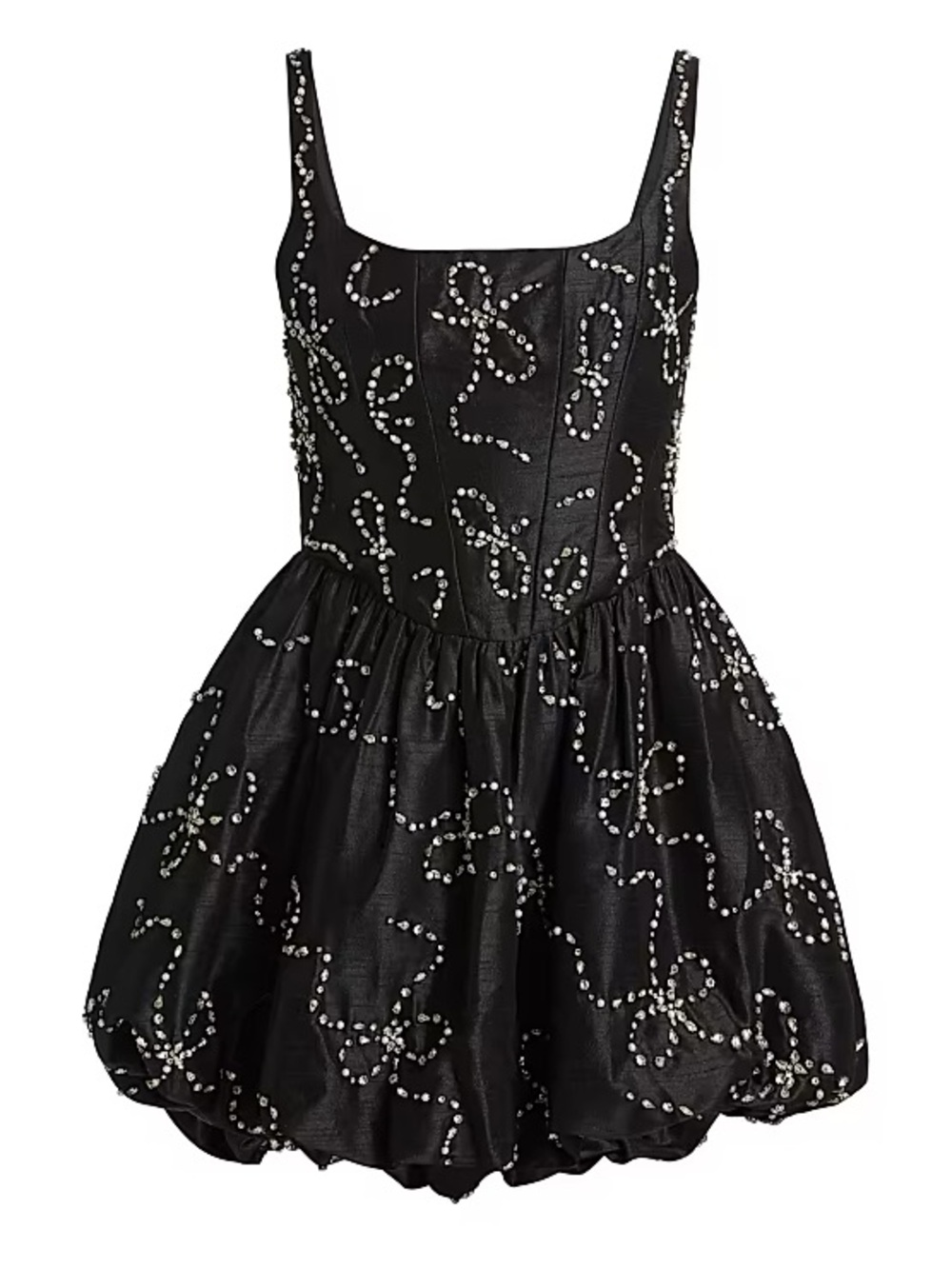 LoveShackFancy Crystal Bow Brookhaven Black Dress